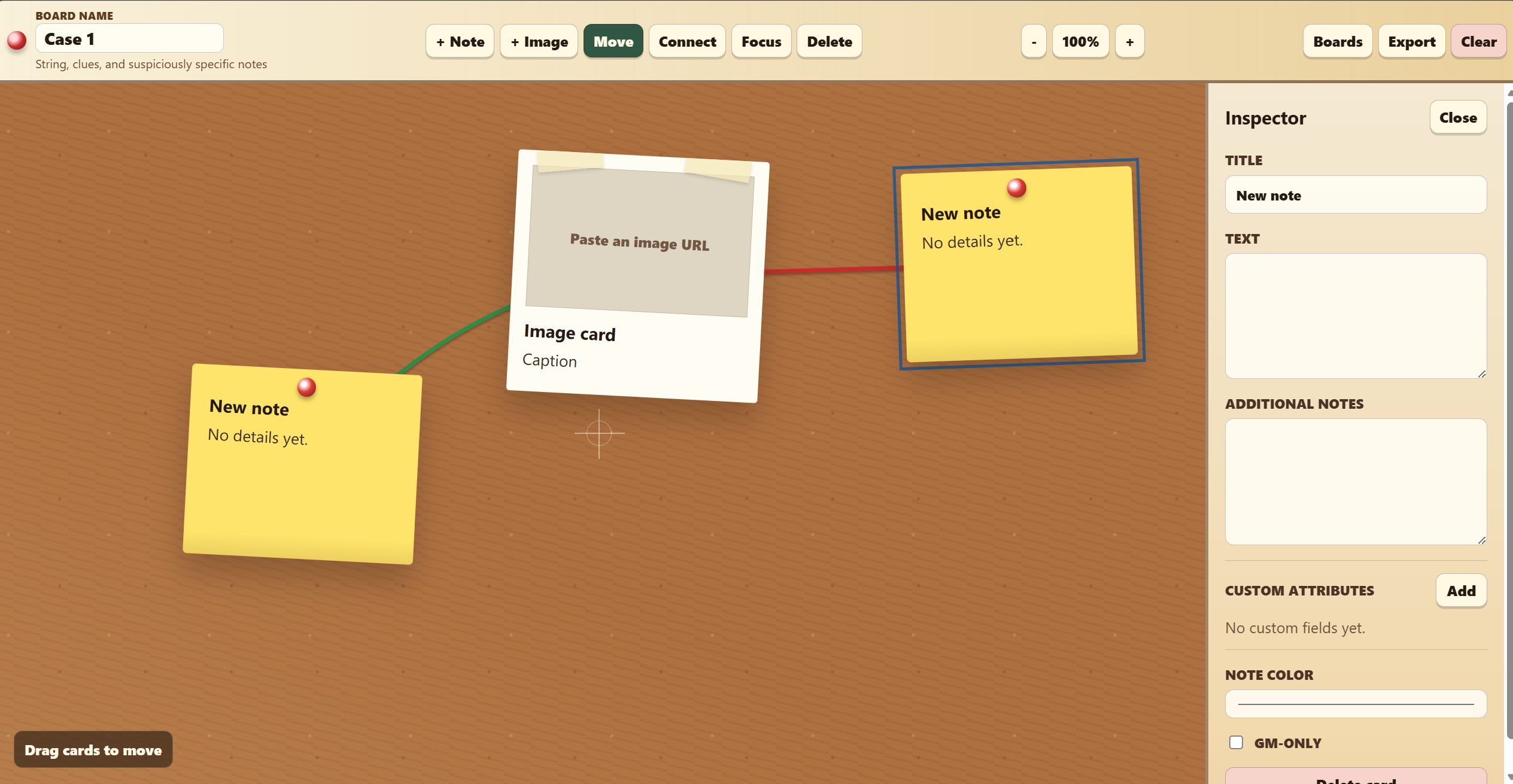 Threadboard investigation board screenshot