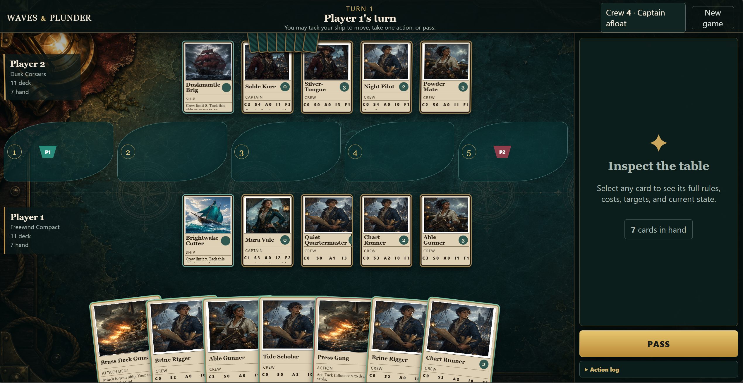 Waves and Plunder card game screenshot